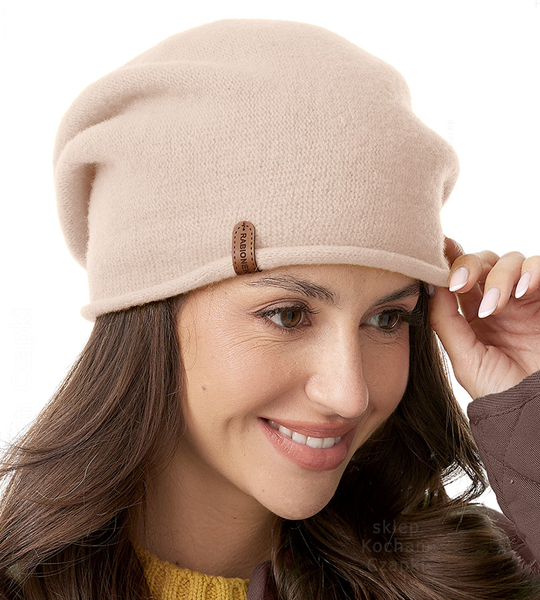 Czapka wełniana damska, zimowa/jesienna, Gabbela, beżowy jasny, 56-60 cm