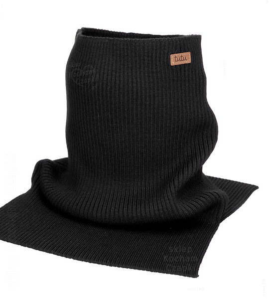 Komin z wełny merino, 7640, unisex, czarny