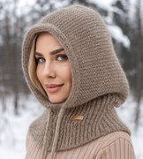 Kaptur damski, kominiarka damska, komin z kapturem, Valdia, beżowy, 54-60 cm