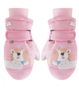 Rękawiczki dziecięce, dla dziewczynki, ocieplone futerkiem, wodoodporne, RN26 różowe, rozm. 6-8 lat