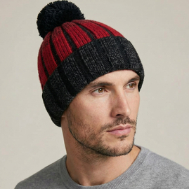 Czapka zimowa męska, polarowa podszewka, Sentido, czerwona, 55-58 cm