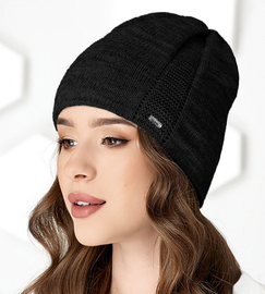 Czarna czapka damska, Goslava, rozm. 55-57 cm