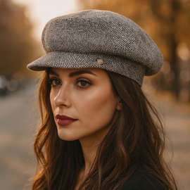 Kaszkiet damski, czapka z daszkiem na zimę, Revna  rozm. 55-57 cm