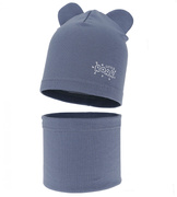 Komplet wiosenny/jesienny dla chłopca, czapka i komin, Myces, niebieski, 50-52 cm