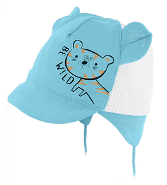 Czapka niemowlęca dla chłopca, z siateczką, Vildon, turkus + biały, 36-38 cm