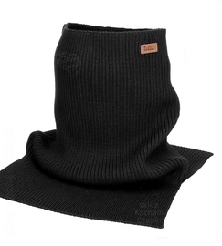 Komin z wełny merino, 7640, unisex, czarny