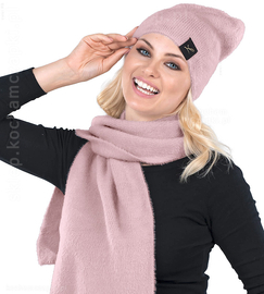 Czapka i szal damski, z alpaki syntetycznej, Samra v1, rozm. 54-56 cm