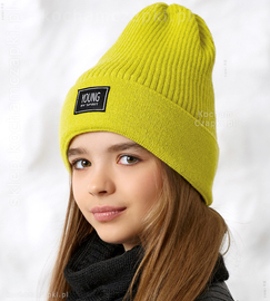 Czapka w kolorze limonkowym Annika rozm. 52-56 cm