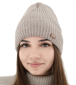 Czapka zimowa damska, 50% merino, Lissha, jasno-beżowa (07), 55-58 cm	