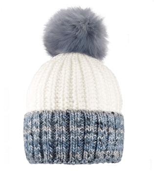 Czapka i szalik damski, komplet zimowy, z polarem, Borgata, mleczny + wzór (16) , 56-58 cm