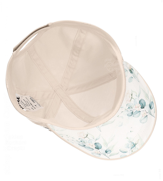 Czapka z daszkiem dla dziewczynki, UV 30+, Dolvito, beżowa, 52-56 cm