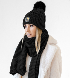 Czapka i szalik zimowy, damski komplet  Livja, czarny, 56-58 cm