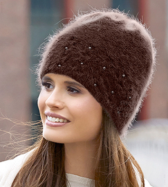 Czapka zimowa z angory, Igreja, czekoladowy, 56-58 cm