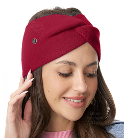 Opaska damska, zimowa, angora, Sioma, czerwona, 54-58 cm