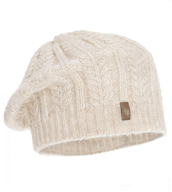 Beret damski z wełną merino, Nensja, jasny beżowy, 55-60 cm