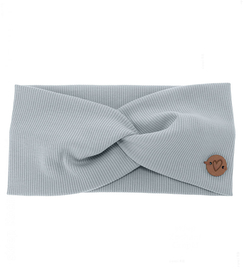 Opaska na głowę dla dziewczynki, bawełniana, Jaskana,  szaro-miętowa, 48-50 cm