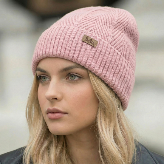 Czapka z wełny merino, zimowa, przejściowa, Engar, różowa, 54-57 cm
