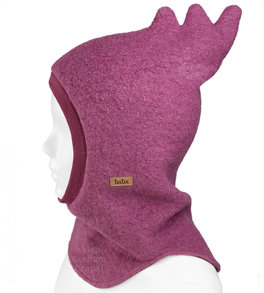 Kominiarka wełniana na zimę, dla dziewczynki, , Mubotia, ciemny róż, 50-52 cm