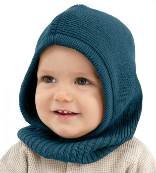 Kominiarka / balaklava z wełny merino i kaszmiru,  jesień/zima, morski, 48-52 cm