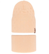 Komplet wiosenny/jesienny dla dziewczynki, czapka i komin, morelowy, Leficity, 50-54 cm