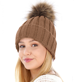 Czapka damska zimowa, Komma, podszewka polarowa, karmelowy, 56-60 cm