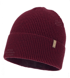 Czapka damska z wełną merino, Hattoe, bordowa, 55-58 cm