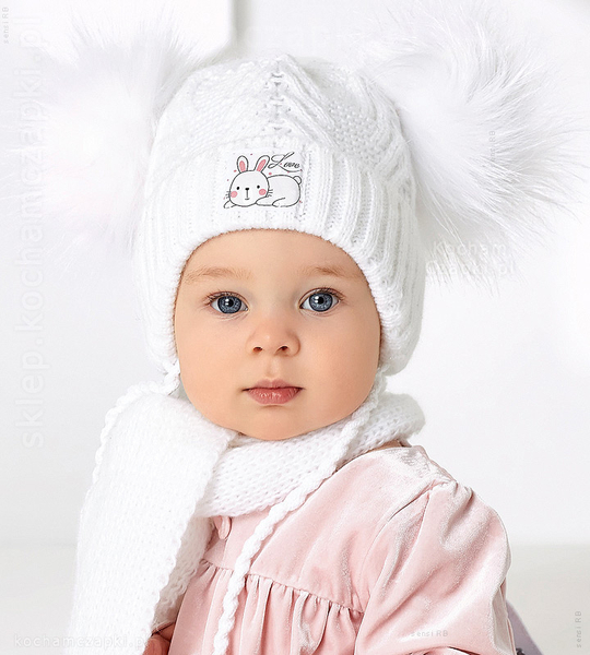Niemowlęca czapka i szalik dla dziewczynki Quenby, rozm. 36-39 cm