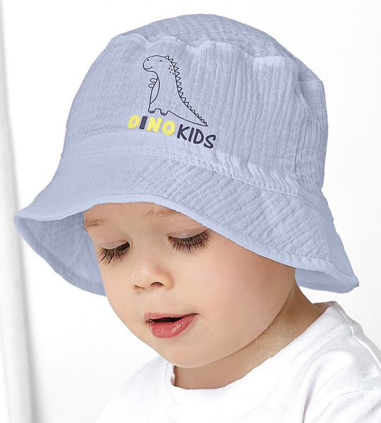 Kapelusz dla chłopca na lato, muślinowy, Finari, niebieski, 50-52 cm