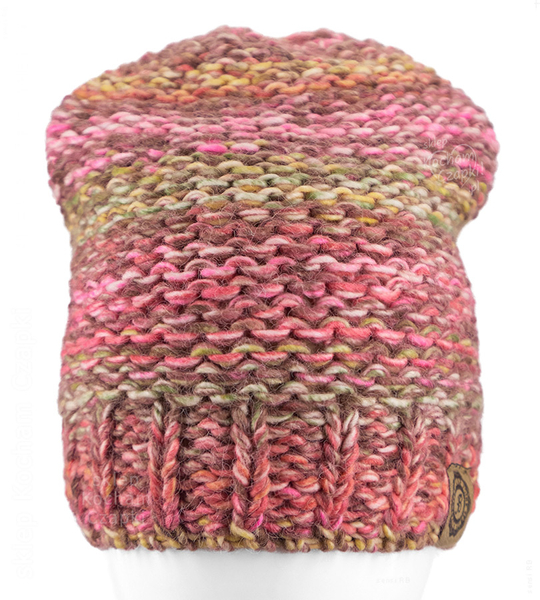 Czapka i szalik, damski zestaw, Gisele, róż + wrzos , 55-57 cm