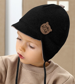 Czapka wiosenna/jesienna dla chłopca, czarna, Urssa, 51-54 cm