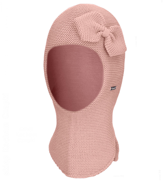 Kominiarka dla dziewczynki, wełna merino 100%, Lysandra, pudrowy róż, 52-56 cm 