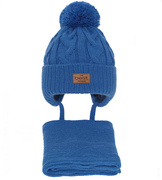 Czapka i komin dla chłopca, na zimę, Merix, niebieski, 46-48 cm