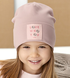 Czapka dla dziewczynki, wiosenna-jesienna, brudny róż, Liefde, rozm. 51-54 cm