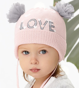 Czapka wiosenna/jesienna dla dziewczynki, pudrowa, Balbina, 40-44 cm