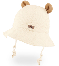 Kapelusz dla dziecka, muślinowy, kremowy, Jorgina, 48-50 cm