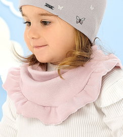 Chustka pod szyję dla dziewczynki, z bawełny, róż pudrowy,  wiek 3-24 miesięcy