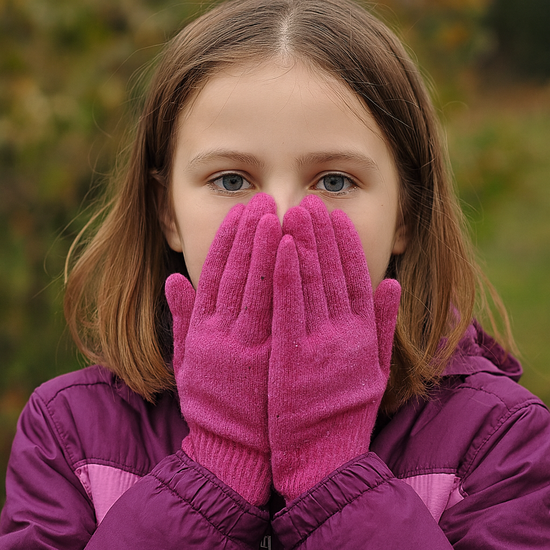Rękawiczki dla dziewczynki, dotykowe do telefonu, R158, róż melanż, 8-12 lat
