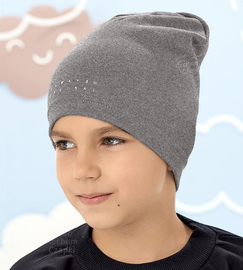 Czapka dla chłopca, jesienna/wiosenna, bawełniana, Alwino, szary, 55-57 cm