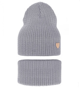 Czapka i komin wiosenny-jesienny dla dziewczynki, komplet, szary, Gewa, 46-50 cm