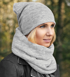 Czapka i komin damski, z dzianiny, szary (12), Benita, 55-57 cm