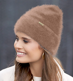 Czapka zimowa, damska, Mollie, angora, karmel, 54-56 cm