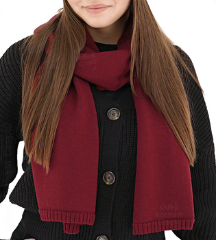Szalik damski z wełny 100% merino, zimowy, 7340, bordowy