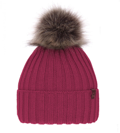 Czapka zimowa damska, z wełną merino, Texa, malinowa, 55-60 cm