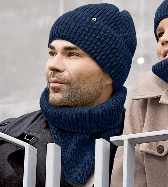 Komplet zimowy męski, czapka i komin, Clinton, granatowy, 58-62 cm