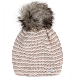 Czapka zimowa damska z pomponem Denisa, krem+beż, 55-59 cm