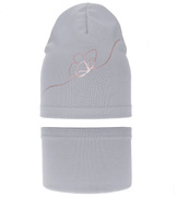 Komplet wiosenny-jesienny, dla dziewczynki, czapka i komin, szary, Luia, 52-54 cm