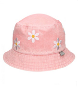 Letni kapelusz bawełniany dla dziewczynki, z haftowanymi kwiatami, różowy, 48-50 cm