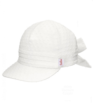 Czapka z daszkiem na lato dla dziewczynki, bawełniana, elegancka, Tulissa, biały mleczny, 50-54 cm