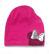 Czapka smerfetka dla dziewczynki z myszką, Miki, ciemny róż, 48-50 cm