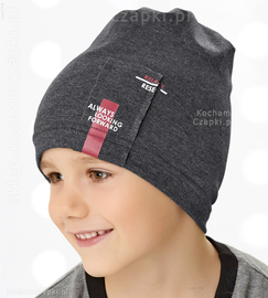 Czapka wiosenna-jesienna dla chłopca, szara ciemna, Looking Forward, 50-53 cm